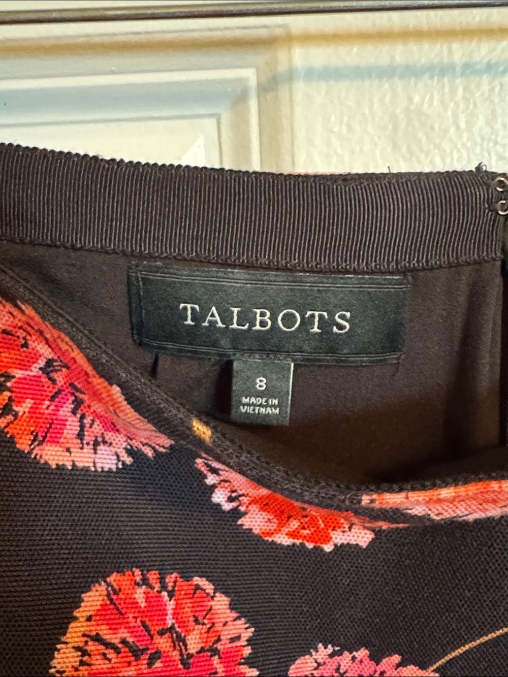 Talbots Black Pencil Skirt with Pink & Red Floral Print - Picture 2 of 4